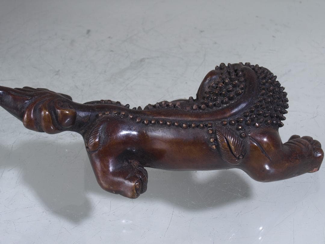 中国 唐物 清時代末期 銅製 獅子の置物G0181A3-2