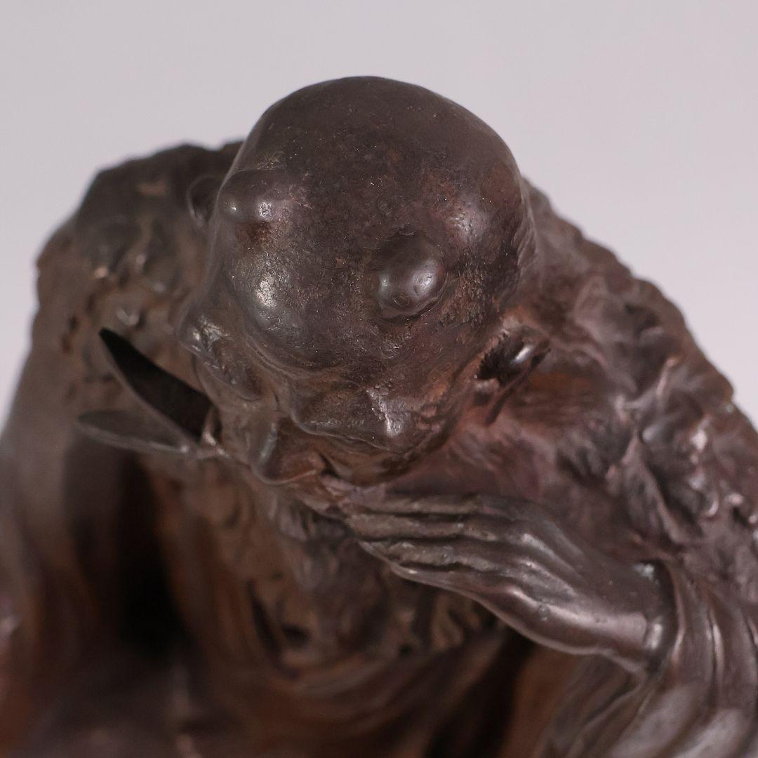 高岡銅器 堺幸山 鋳造 神農像 銅像 全高29cm 薬祖神【MA866】 美術品