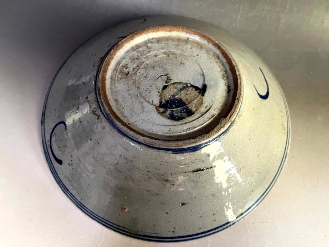 皿□支那皿 染付魚紋 青華 古い飾り皿 古玩 唐物 中国 古美術 時代物