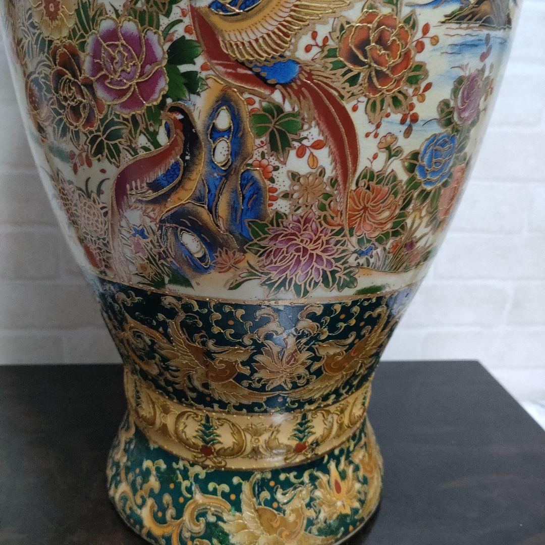 中国美術 大型飾り壺 双耳大花瓶 金彩 美術品・アンティーク・コレクション