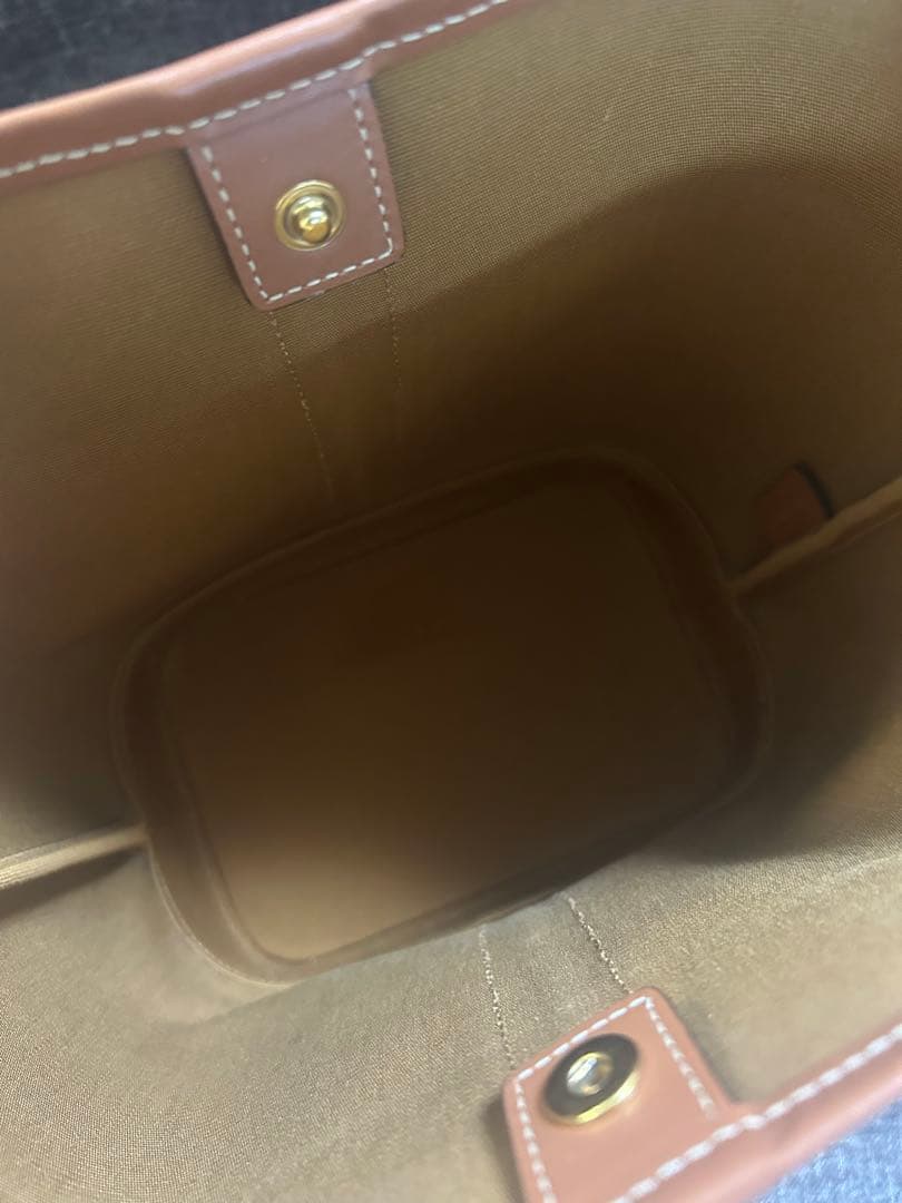 CELINE スモール バケット トリオンフ　キャンバス＆カーフスキン　タン