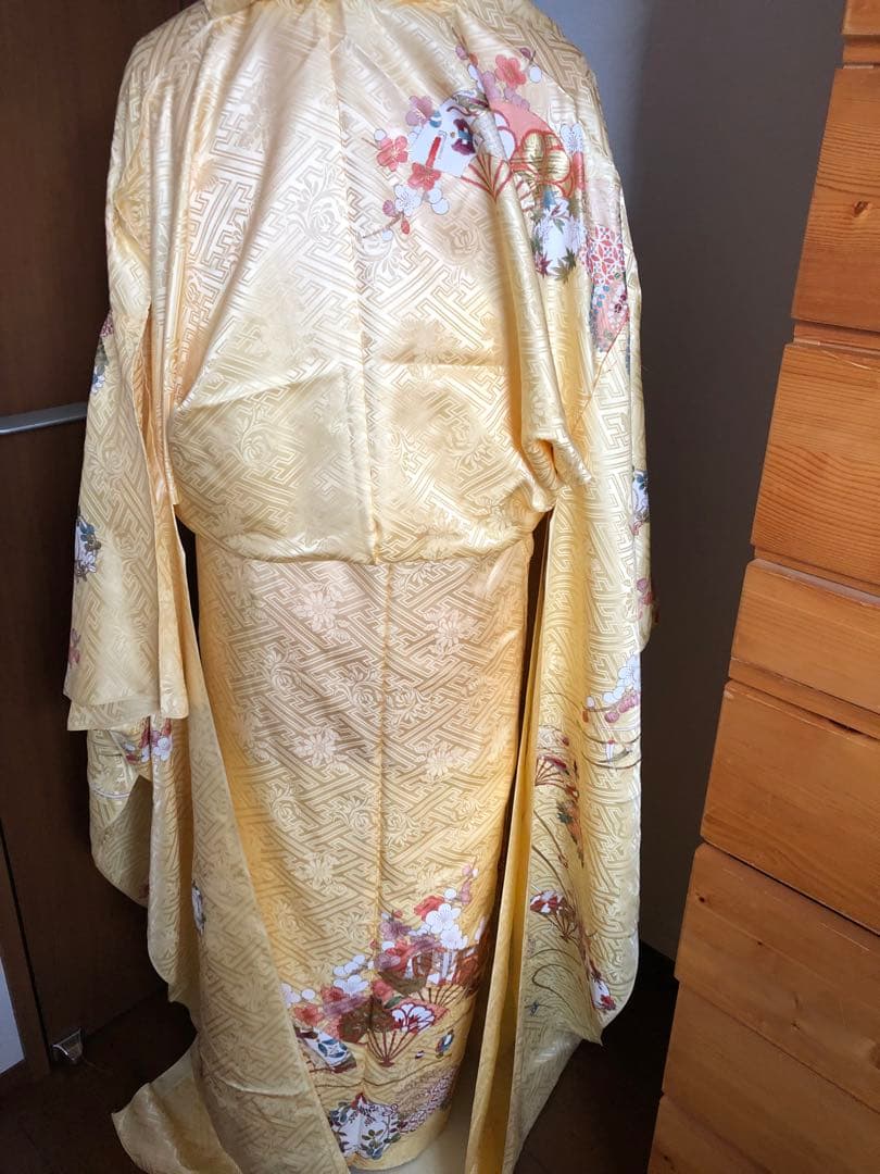 逸品】藤娘きぬたや 総絞り 振袖 橙色 裄64 長襦袢 刺繍半襟(さんび