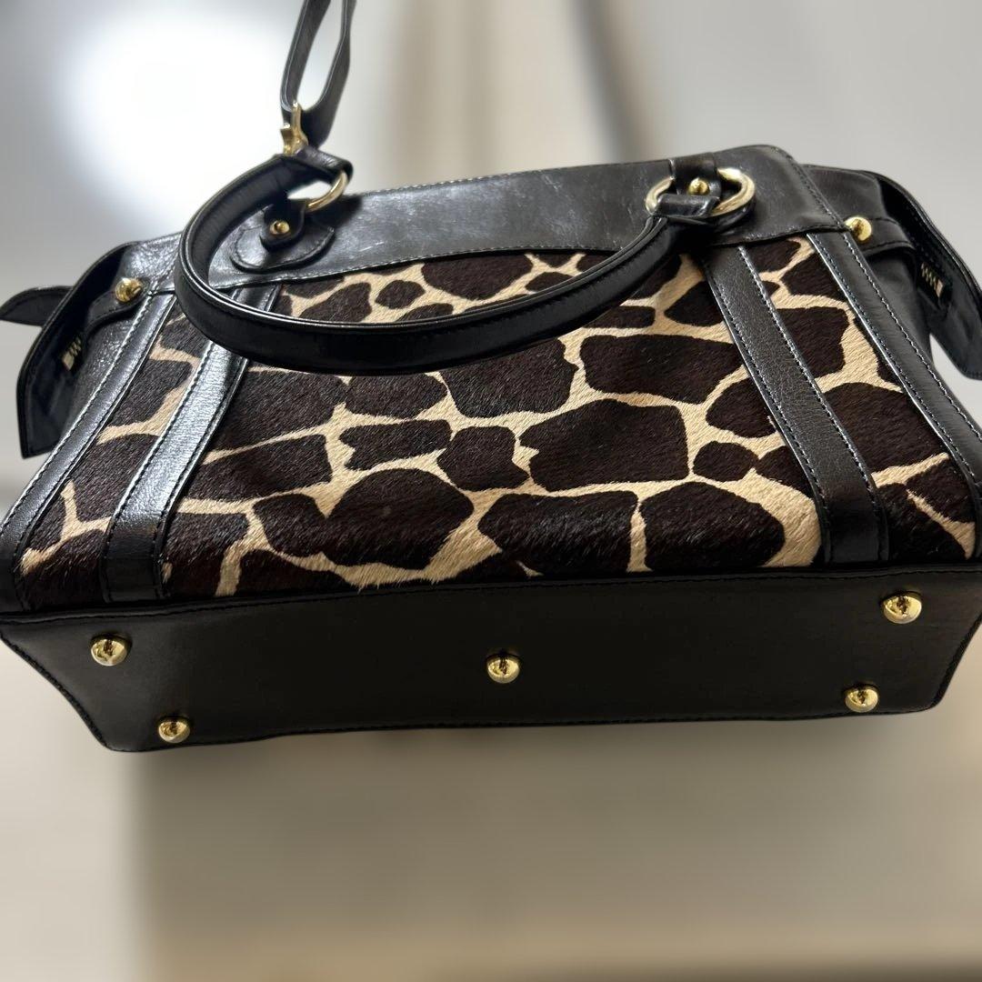 ふわり HAMANO牛革ハラコヒョウ柄レザーショルダーバッグトートバッグ