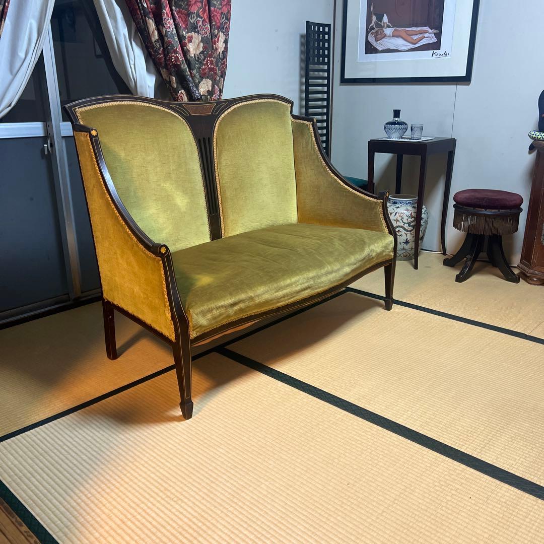 アールデコ 2人掛けソファー 1920年代製 当時物￼送料込み