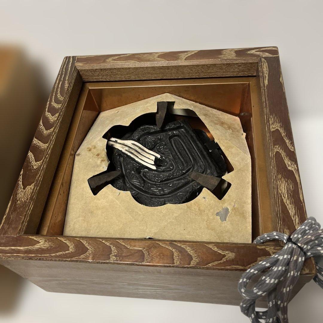 茶釜 置炉 火鉢 木彫 無垢 セット 骨董 時代もの 古道具 アンティーク