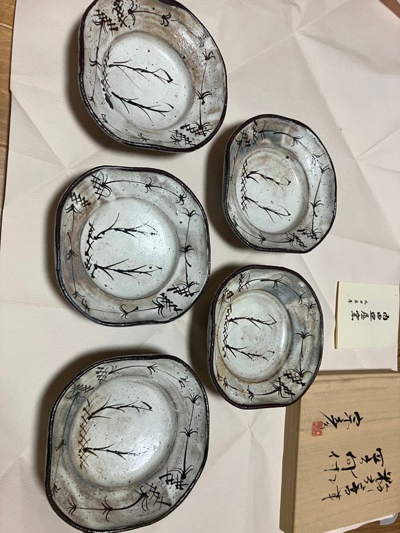 丸田宗彦 粉引唐津四方向付 5客揃