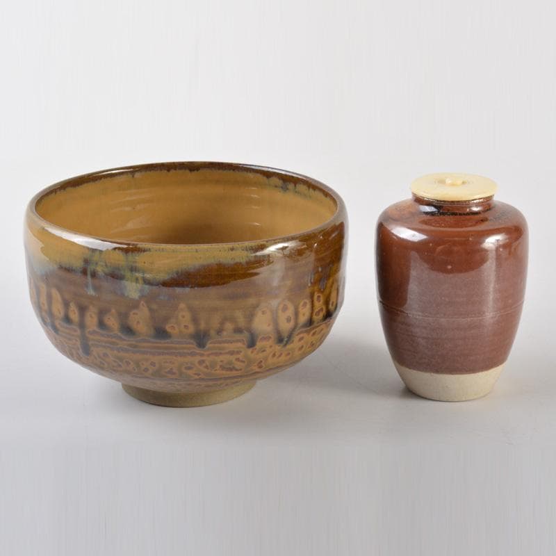 茶道具　茶箱　平安春峰作　振出　茶巾筒　茶碗など　七点　一式　V　6399