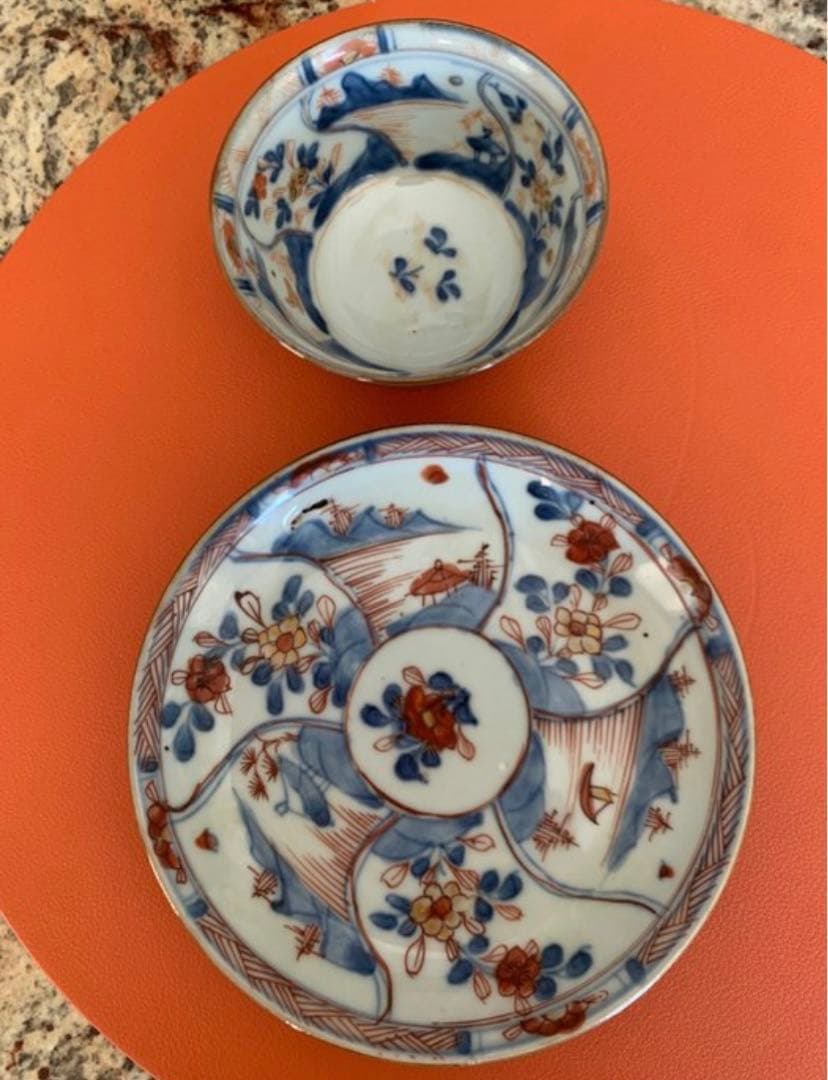 中国古美術品　清の康熙時代　青花五彩茶碗　本物保証