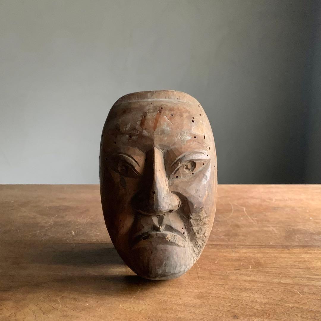 木彫 面型 ？ 古道具 木彫面 アンティーク 古美術 オブジェ
