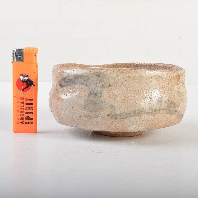 T130茶碗『鼡志野茶碗』『竹里庵加藤春二』共箱抹茶碗茶道具