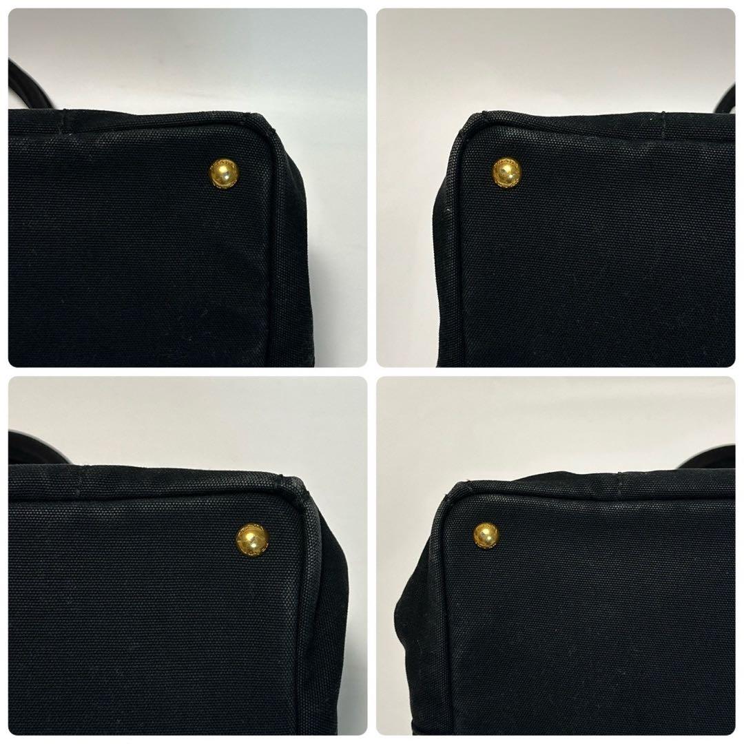 t94【美品】プラダ　カナパ　Lサイズ　ブラック　ハンド　トート　A4収納可.