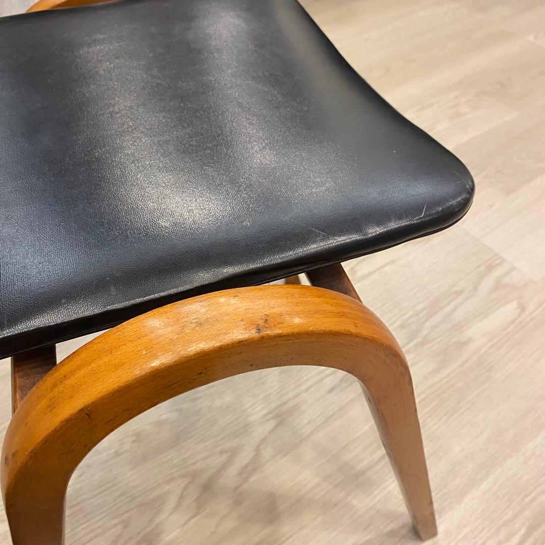 秋田木工　曲げ木スタッキングスツール　黒　椅子　アンティーク剣持勇