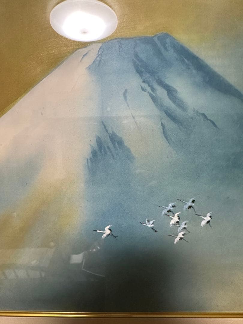 横山大観 作 霊峰飛鶴 リトグラフ 日本画 二重箱 シール 美品