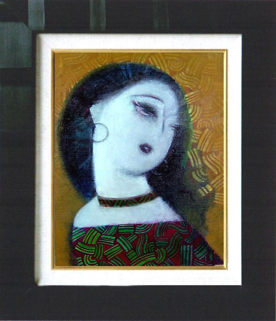 油絵 菅家令子 絵 絵画 インテリア 額付(銀) F4-12023 女性像