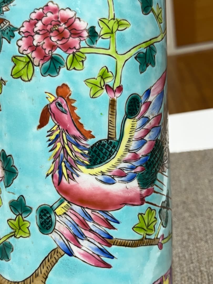 中国美術 大清同治年製 帽筒陶器 龍鳳呈祥 年代品 骨董