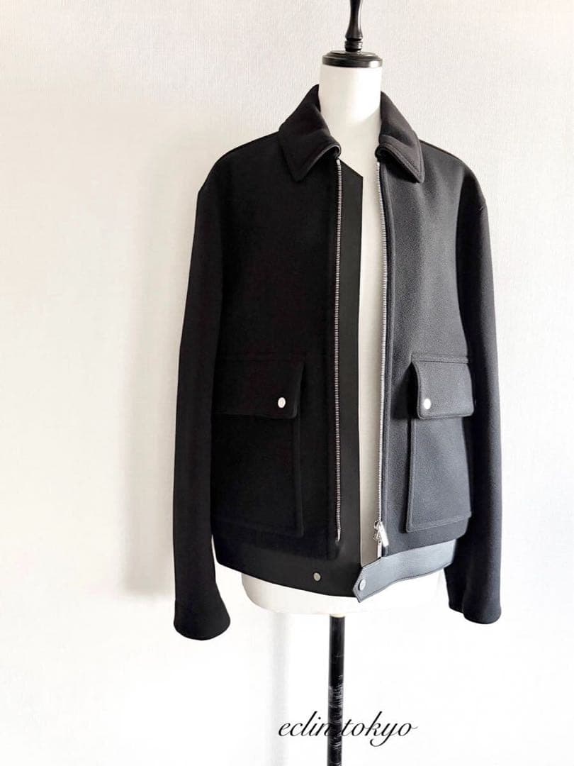 HERMES 《レザートリミング》ライダース ジャケット コート E4572