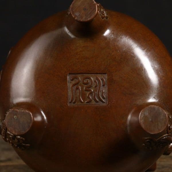 香炉 銅器 文房具 茶道具 重厚 極細工 工芸品 美術品 茶寵の置物 仏事