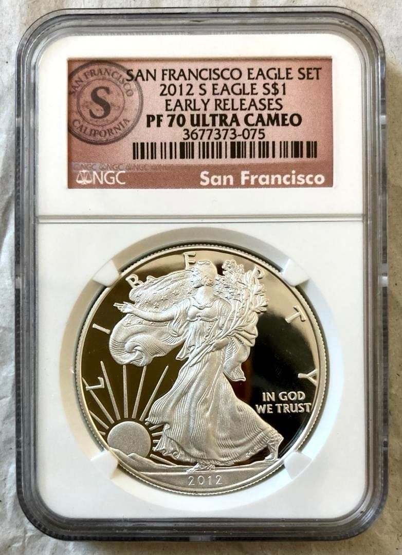 NGC最高鑑定☆2012年アメリカ1ドル シルバーイーグル銀貨☆PF70UCER