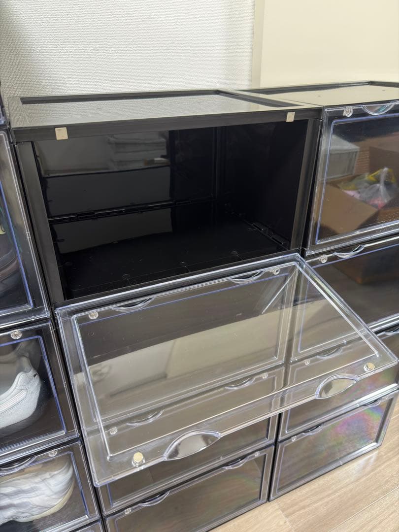 k*0様 18個組 黒 スニーカーケース シューズボックス 靴箱NIKE adi