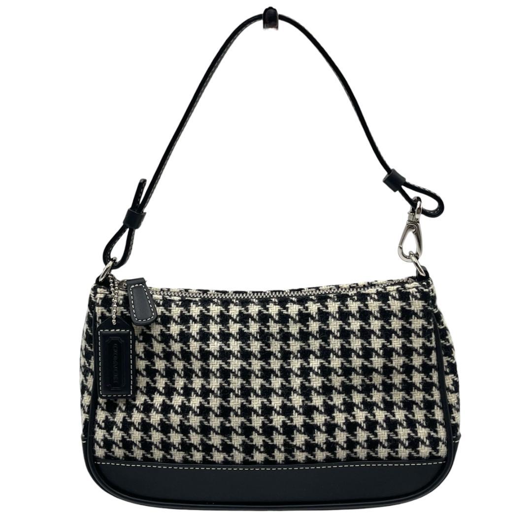 COACH 7728 千鳥柄 アクセサリーポーチ ハンドバッグ ウール レザー