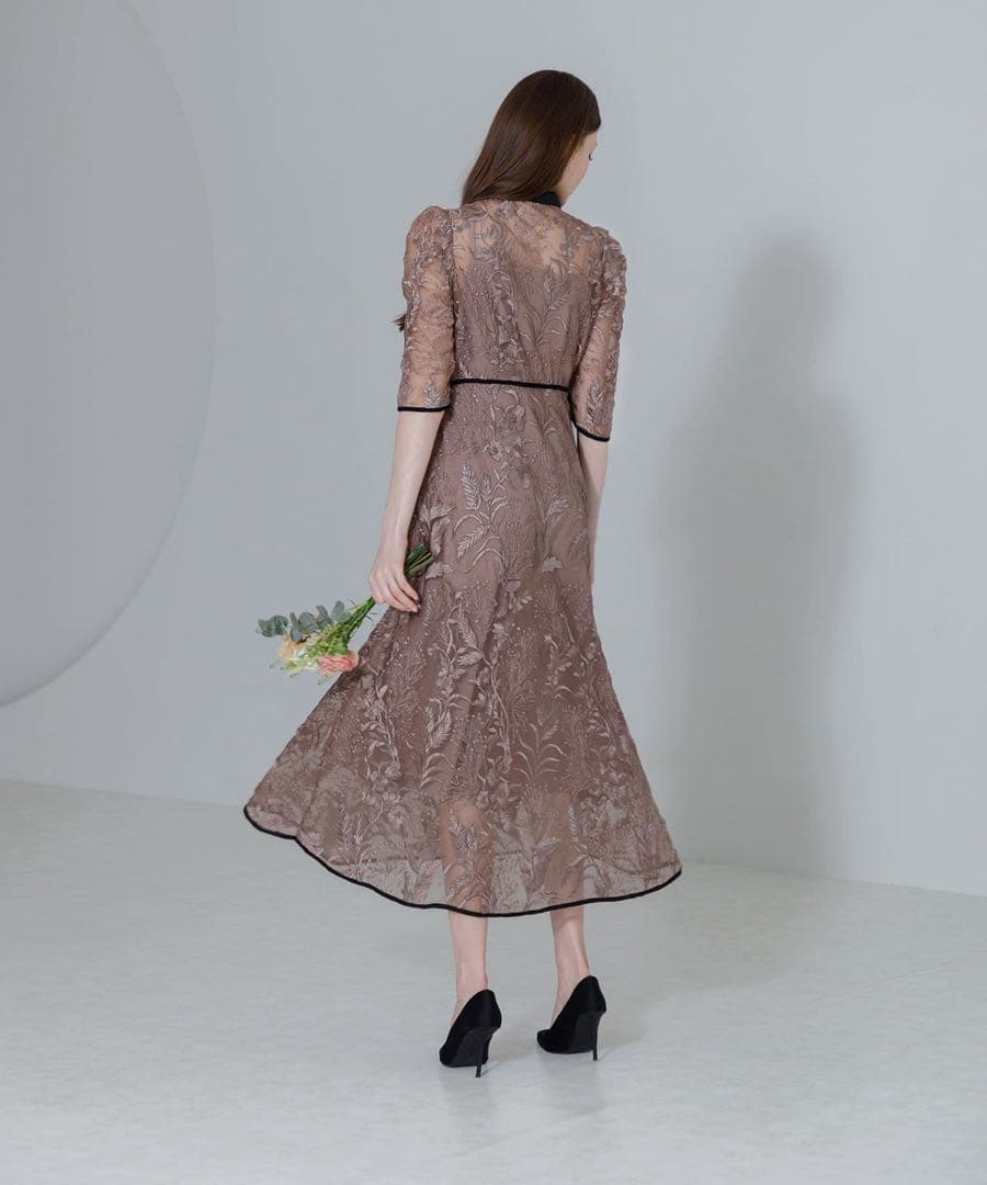 【極美品Sサイズ】Leja 花柄チュールパフスリーブワンピースドレス 11月購入