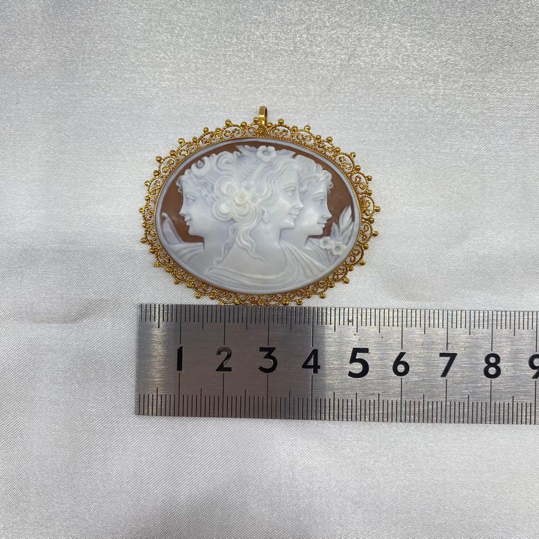 K18 カメオ ブローチ ネックレストップ 作家サイン