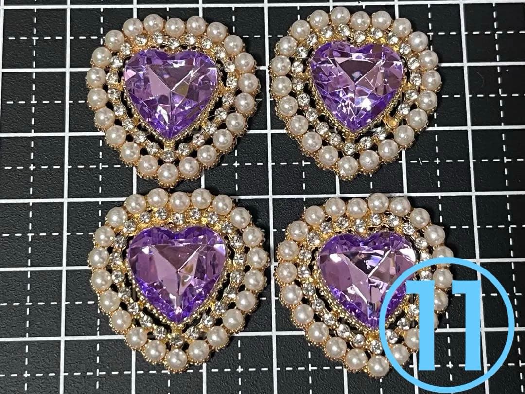 パール ビジュー ハート センター パーツ 藍色 18個