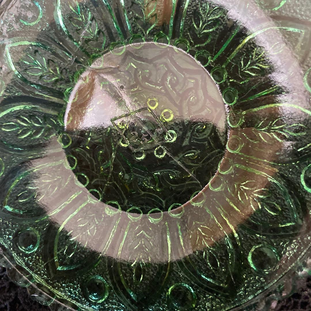 明治末期から大正初期 ミニプレスプレート ウランガラス 4枚セット