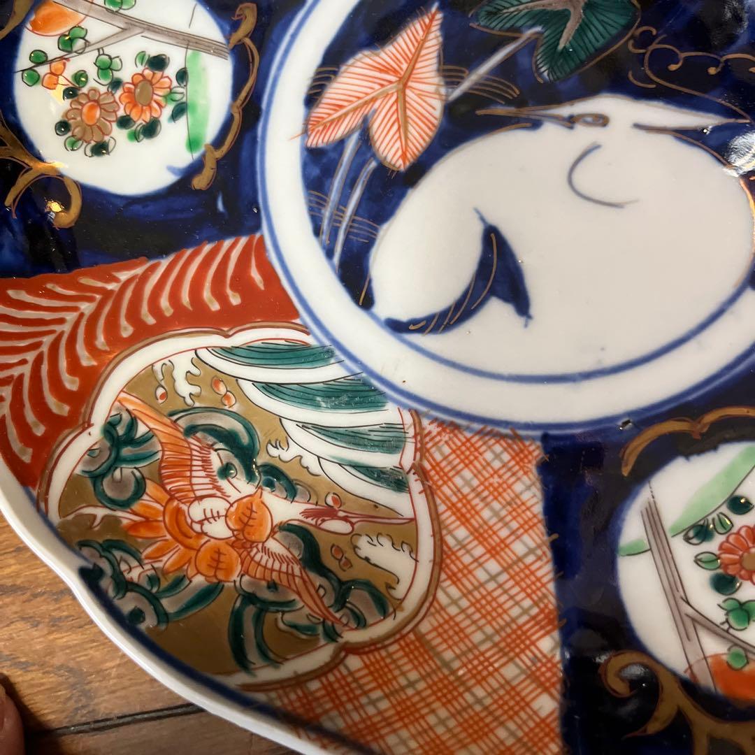 期間限定最終処分特価 古伊万里色絵 大皿五枚セット 完品 一枚