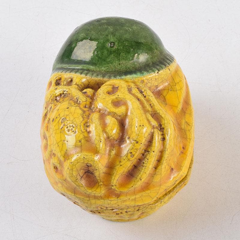 茶道具 永楽善五郎造 黄交趾 獅子形香合 共箱 M R9339