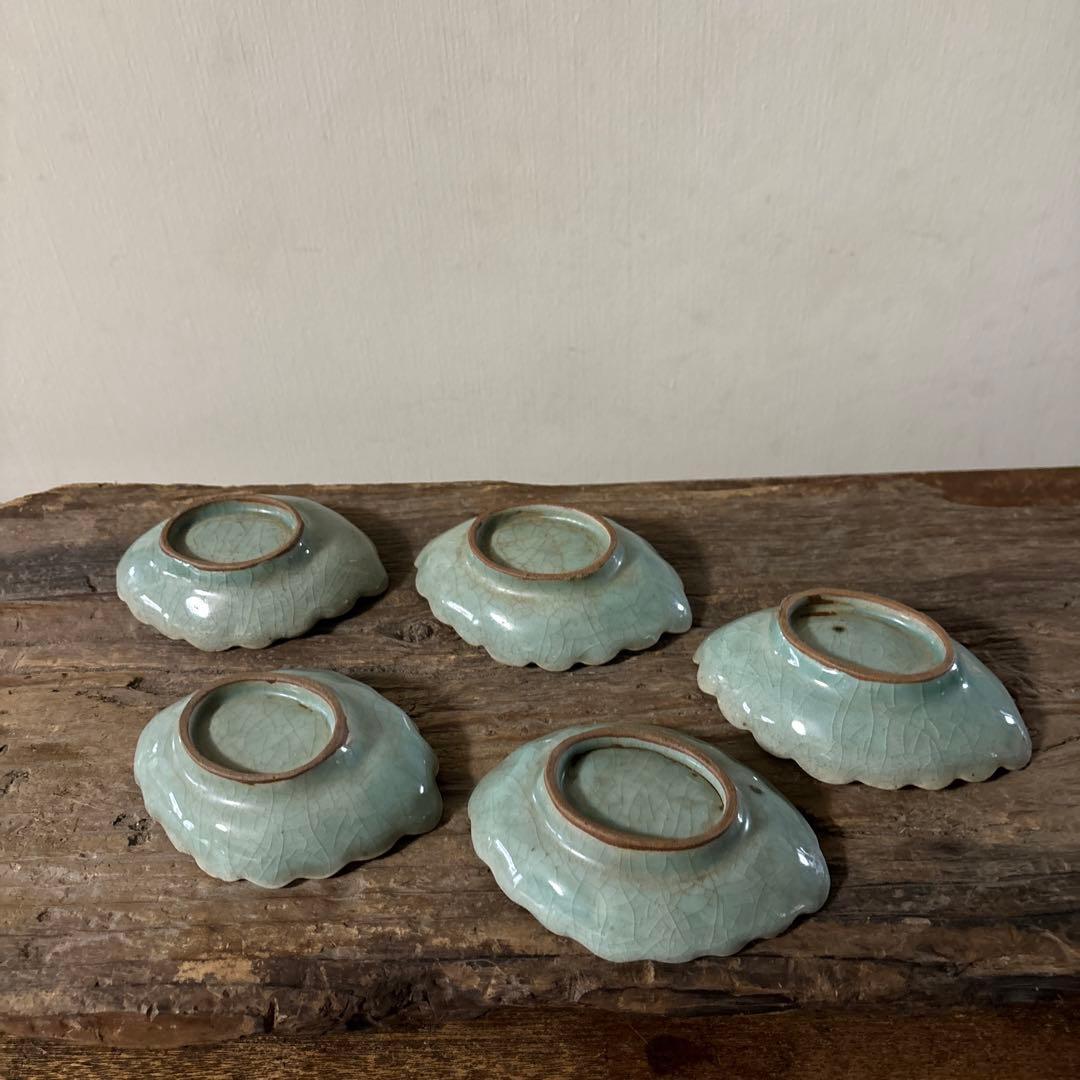 古伊万里青磁小皿5枚 三田 波佐見 瀬戸 アンティーク 茶器 検:白洲正子