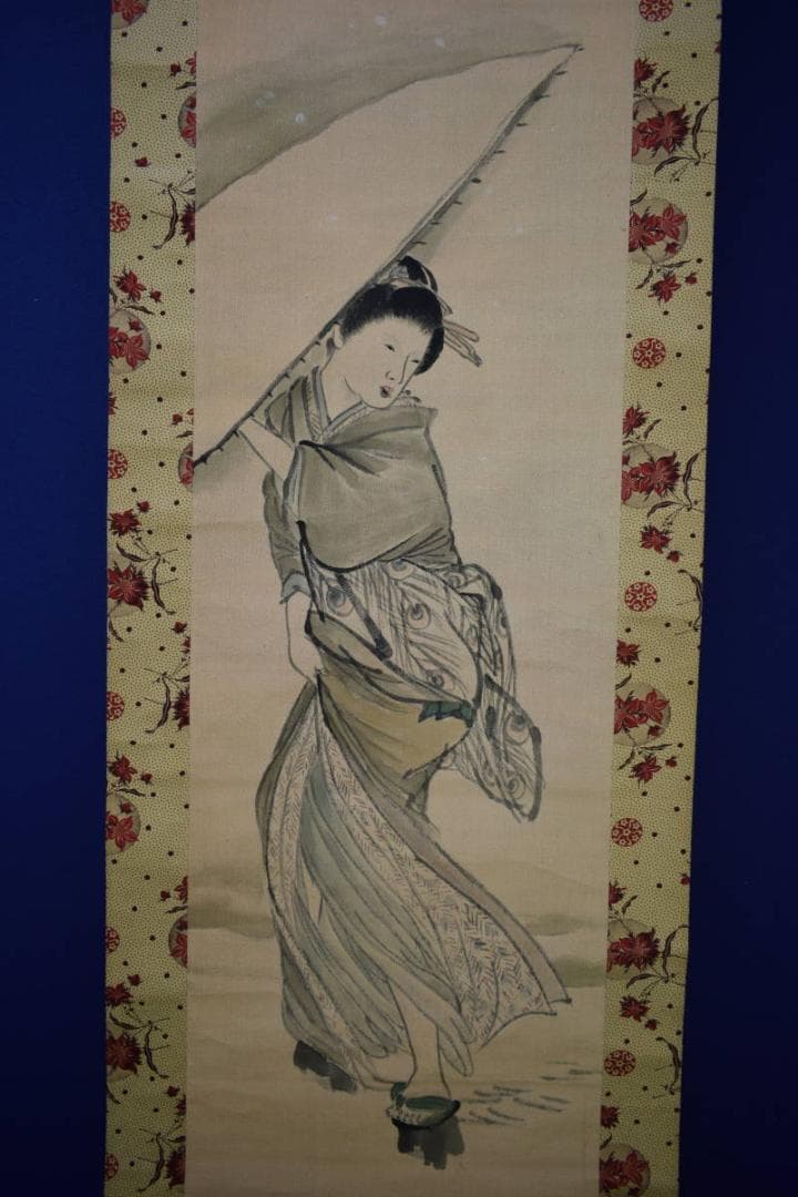 不詳/作者不明/雪中美人図/布袋屋掛軸HH-200