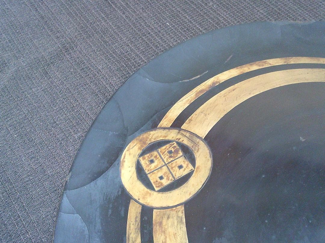 【陣笠　金彩線状文　家紋　年代物・N21・武具甲冑 】刀装具　縁頭 鍔目貫　外装