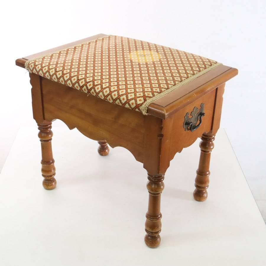 値下げ横浜ダニエル 収納付きスツール 樺材 ドレッサー椅子 英国アンティーク調