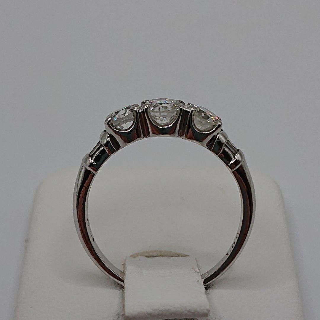 tacoable1カラット3粒天然ダイヤモンドリング テーパー付Pt900