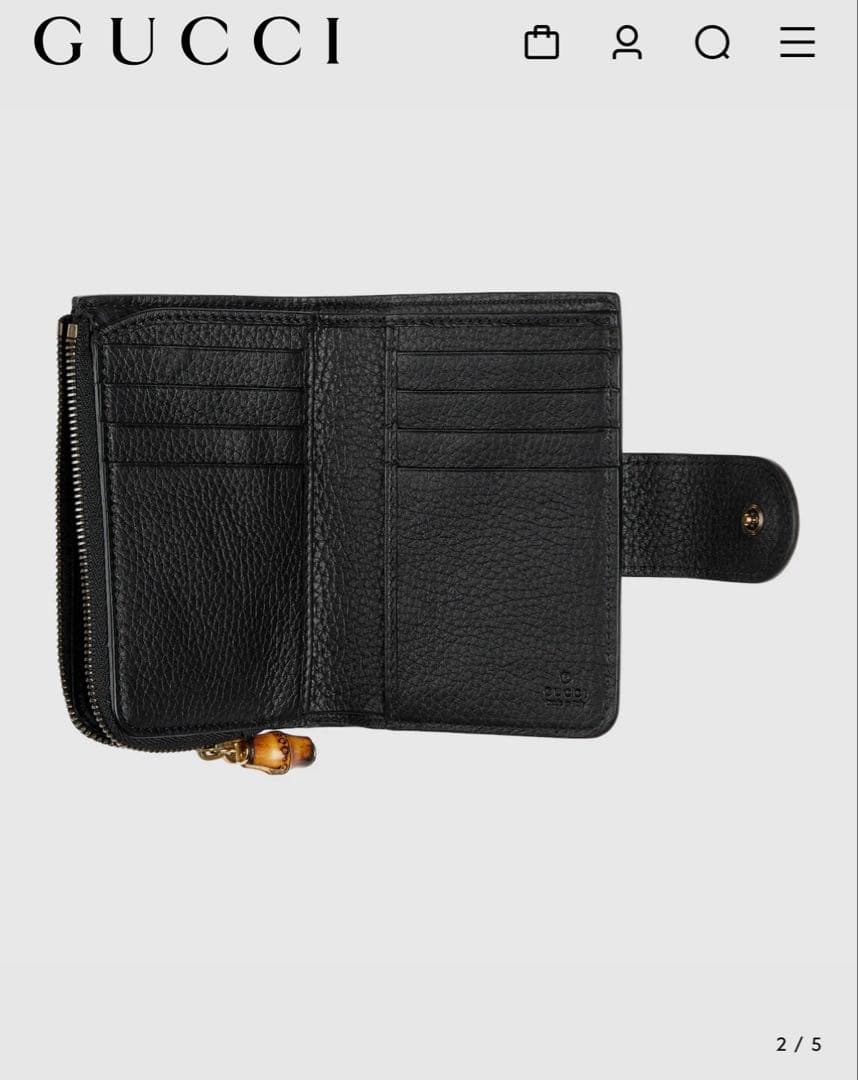 GUCCI バンブー付き ダブルG ミディアム ウォレット