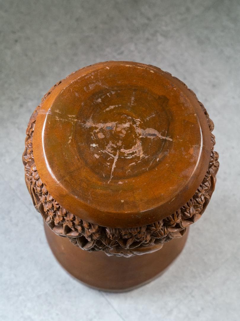 インド カシミール 木彫り スツール ヴィンテージ・アンティーク　民芸品