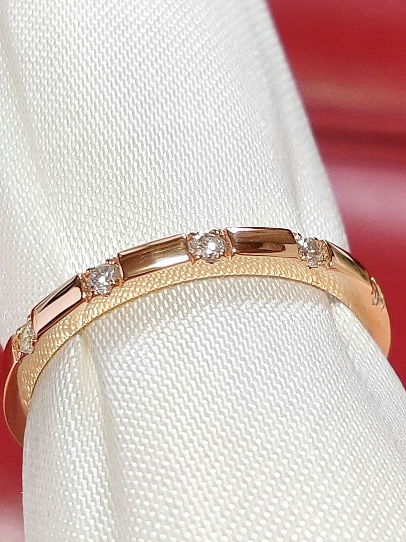 新入荷 未使用品 k18PG 天然ダイヤモンド 0.10ct リング