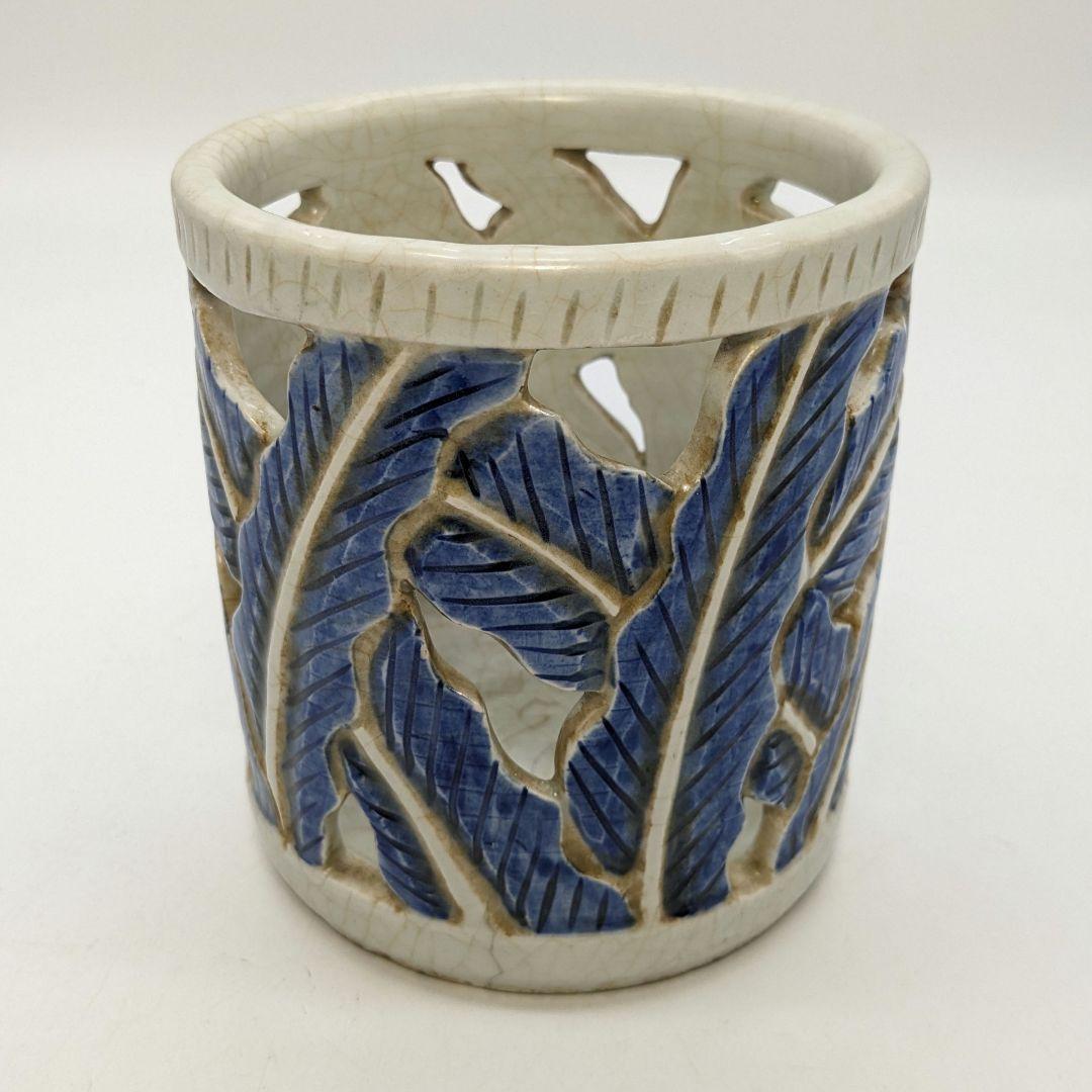 李朝 白磁染付筆筒 高麗白磁 李氏朝鮮 文房具 書道具 ペン立て 筆立て 置物