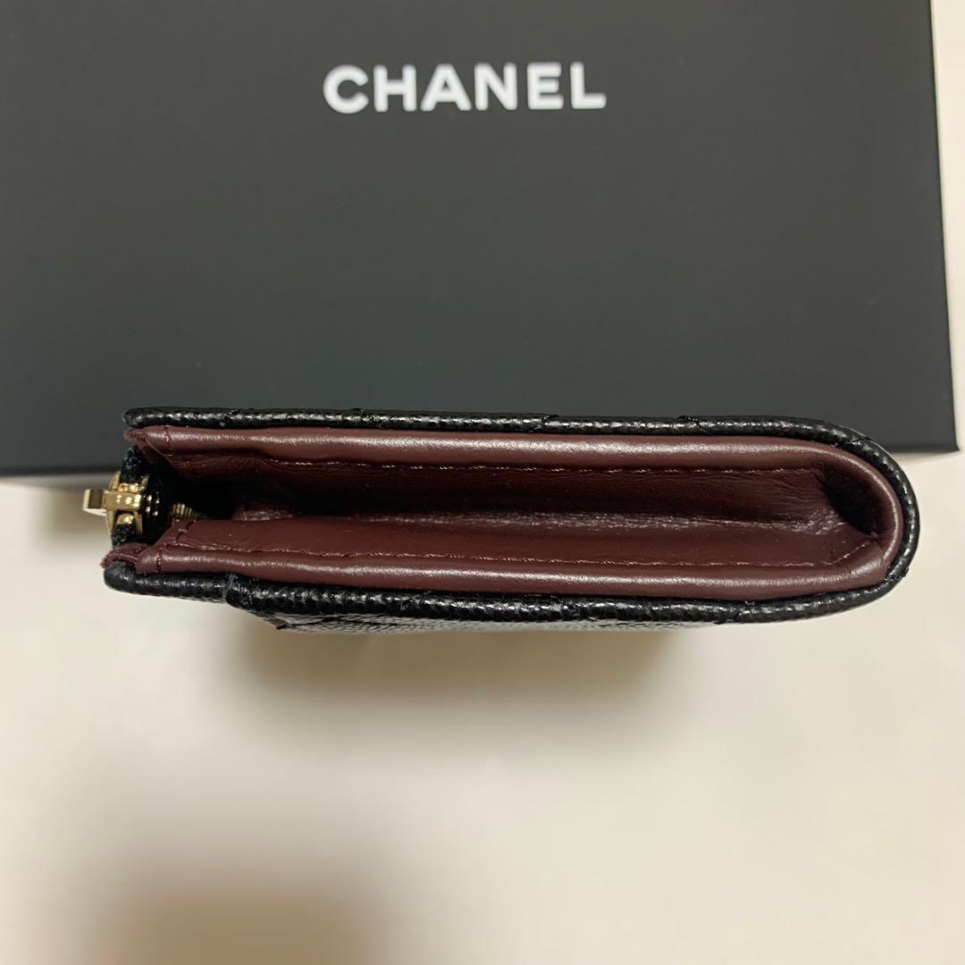 【新品】CHANEL ミニ財布 L字ファスナー キャリアスキン
