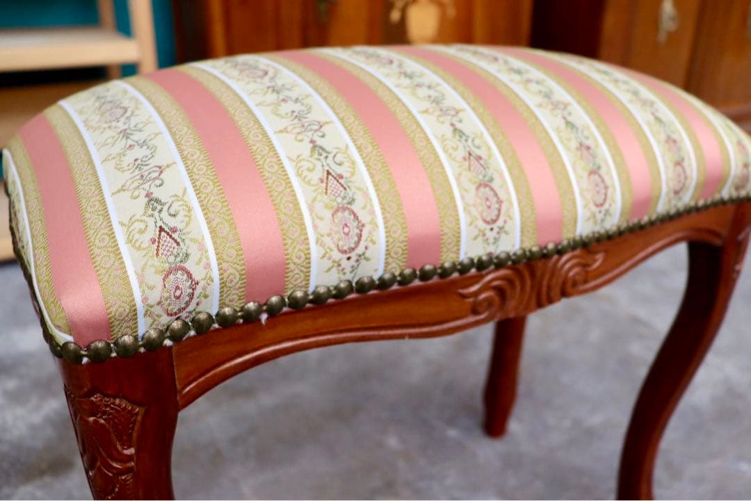 GMIK184○イタリア製 スツール チェア 椅子 猫脚 腰掛け ピンク スト