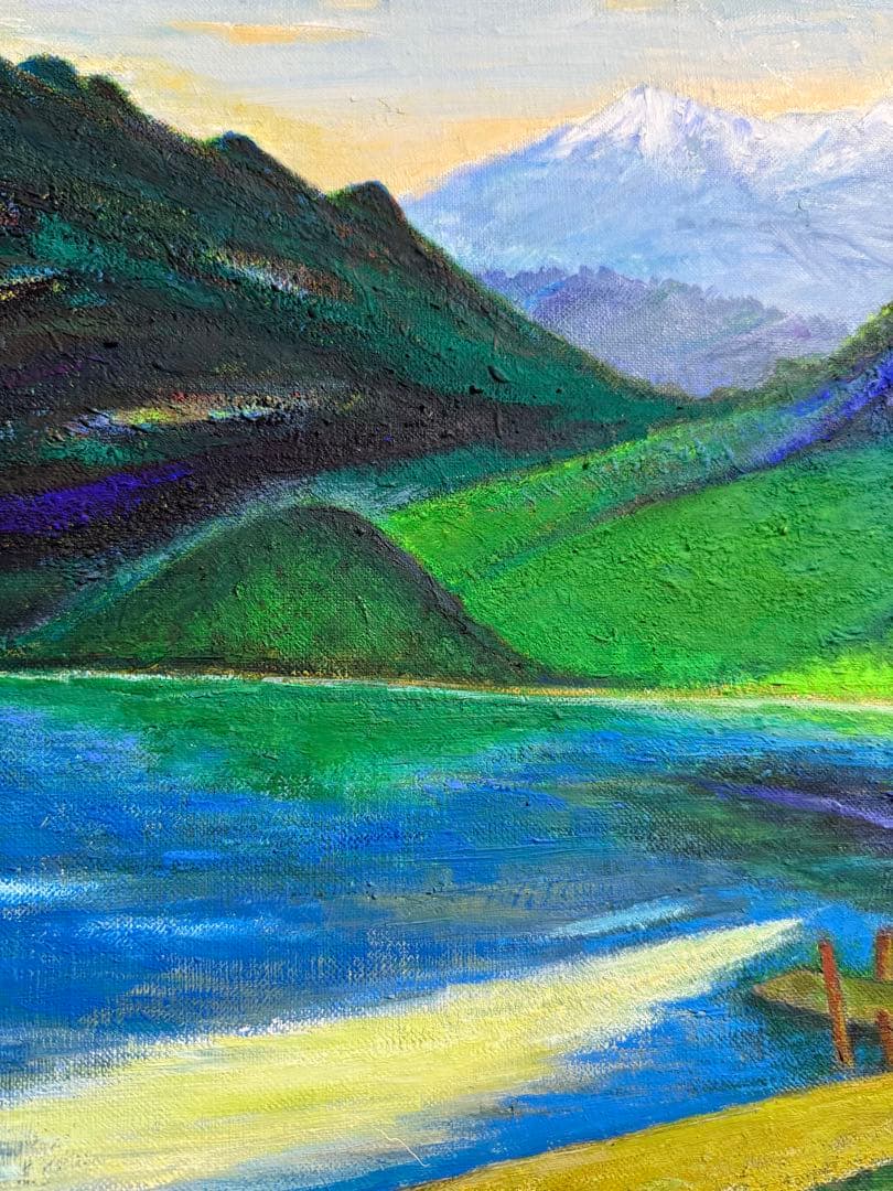 珍品　黒田清輝　【上信越 浅間】風景画 油彩画 武二識サイン入り　F8サイズ