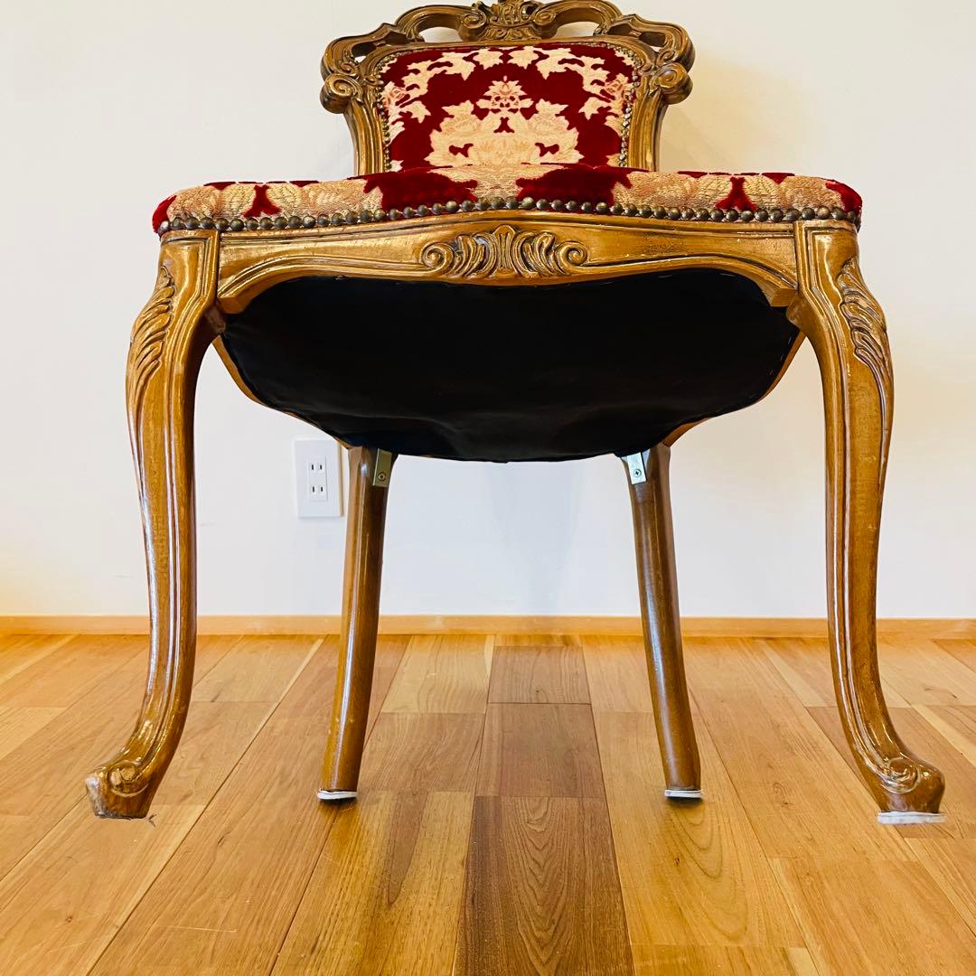 イタリア ダイニングチェア 金華山 赤 金 猫脚 椅子 ヨーロピアン