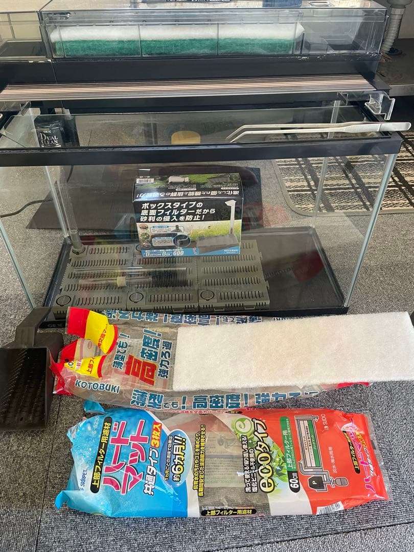 ジェックス水槽MARINA 600 BKS 上部フィルターセット2層式