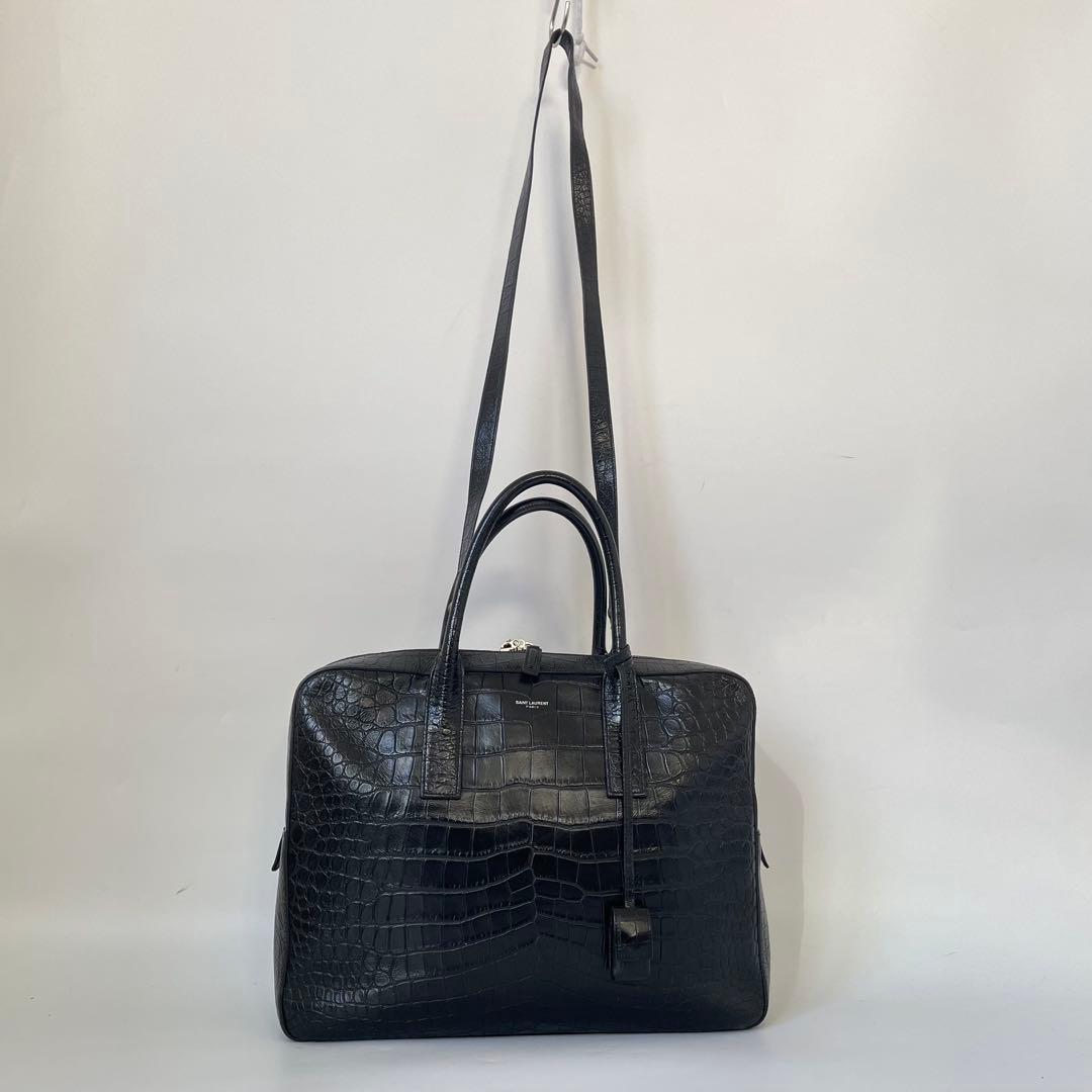 【極美品】サンローラン ビジネスバッグ 2way ミュージアム クロコ 黒 本革