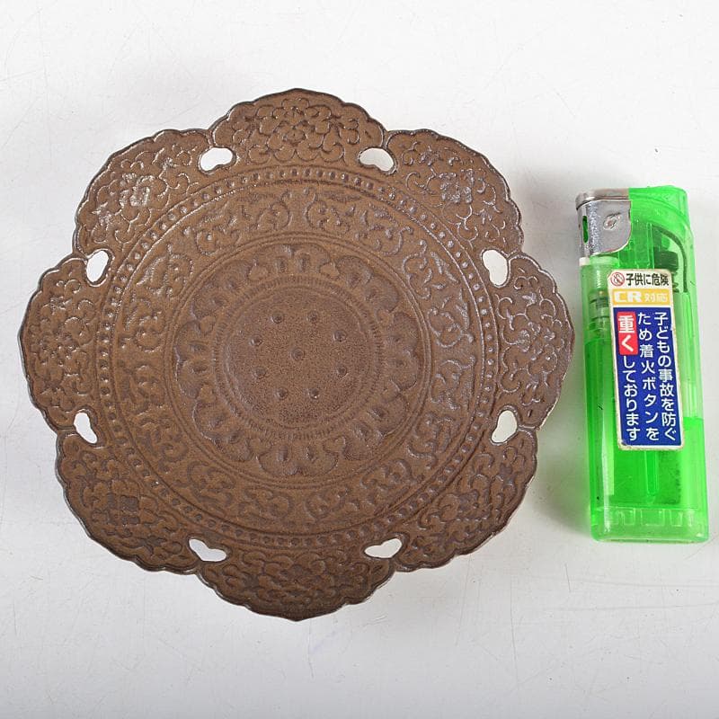 南部鉄器 鈴木盛久造 模中尊寺国宝 天蓋 茶托 五客 共箱 M R5872