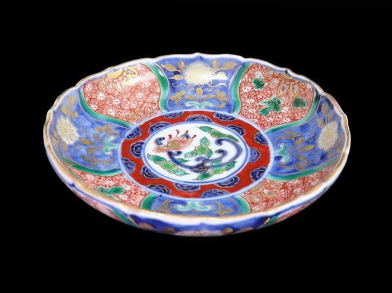 古伊万里 金襴手 団龍紋に花の図 4寸皿 5枚