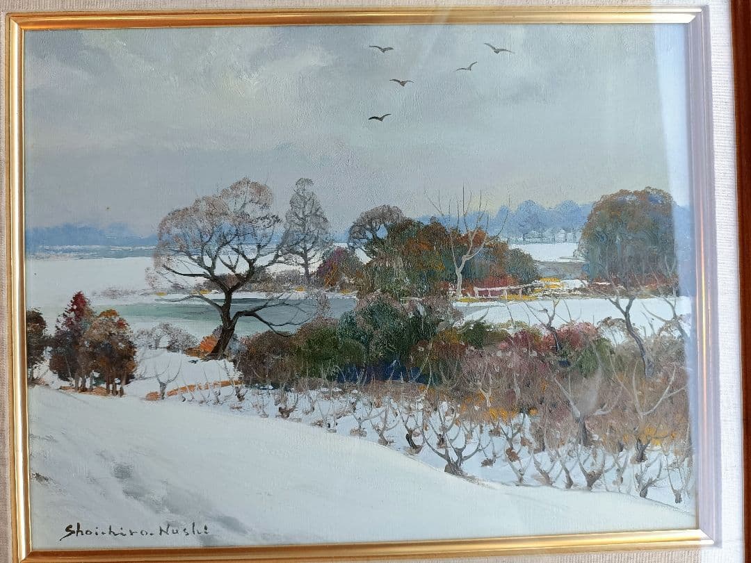 年明けセール！塗師祥一郎「鳥舞う」油彩6号 直筆サイン 絵画