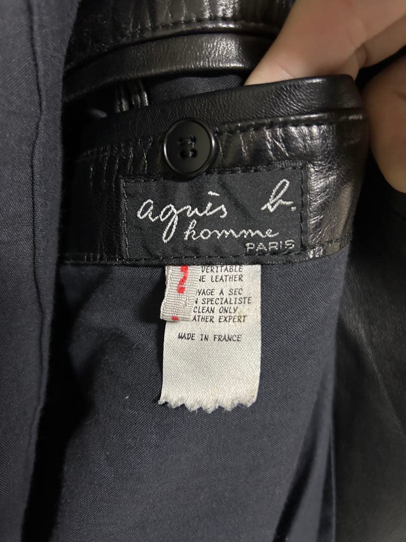 アニエスベーオム レザーシングルライダースジャケット