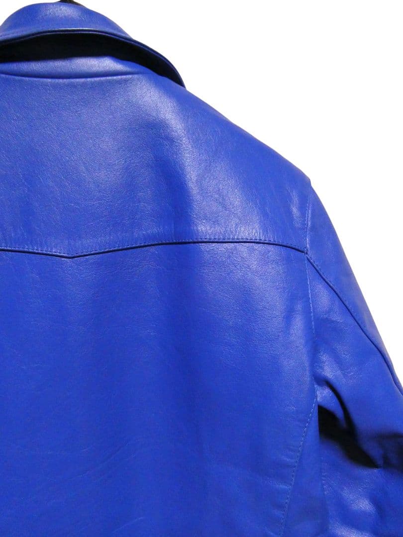 ヴィンテージ！レアカラーロイヤルブルー！襟付きシングルライダース